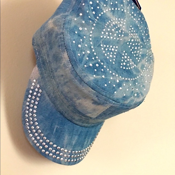 โฎ๏ธ๐งข Denim Fashion Cap With Rhinestones - Picture 3 of 7